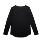 Black long-sleeve shirt laid flat on a white background.