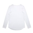 White long-sleeve shirt laid flat, back view.