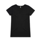 Black V-neck T-shirt on a white background.