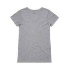 Gray V-neck T-shirt laid flat on a white background.