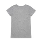 Gray T-shirt laid flat, viewed from the back.
