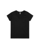 Black V-neck T-shirt on a white background.