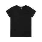 Black V-neck T-shirt on a white background.