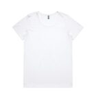 Plain white short-sleeve t-shirt laid flat on a white background.