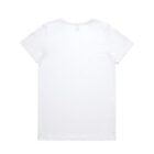Plain white short-sleeve t-shirt laid flat, showing the back side against a white background.
