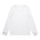 White long-sleeve shirt on a white background, shown flat and centrally positioned.