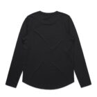 Black long-sleeve shirt displayed back view, against a white background.