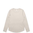 A plain beige long-sleeve shirt on a white background.