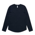 Black long-sleeve shirt laid flat on a white background.