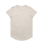 Plain beige T-shirt with short sleeves, displayed on a white background.