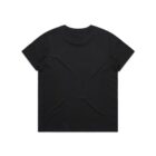 Plain black short-sleeve T-shirt shown from the back on a white background.