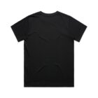 Plain black short-sleeve t-shirt shown from the back on a white background.