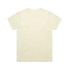 Plain cream-colored short sleeve t-shirt laid flat, shown from the back.