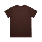 Plain brown short-sleeve t-shirt shown from the back on a white background.