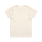 Plain beige short-sleeve T-shirt laid flat on a white background.