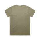 Plain olive green t-shirt shown from the back on a white background.