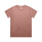 A plain, short-sleeve, mauve t-shirt laid flat on a white background.