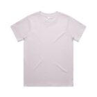 Plain light pink short-sleeve t-shirt laid flat on a white background.