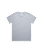 Plain light gray short-sleeve t-shirt laid flat on a white background.