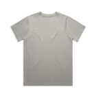 Plain light gray short-sleeve t-shirt shown flat with the back facing up.