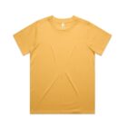 Plain yellow short-sleeve t-shirt laid flat on a white background.