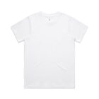 Plain white short-sleeve t-shirt laid flat on a white background.