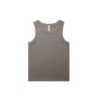 Gray sleeveless tank top laid flat on a white background.