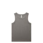 Gray sleeveless tank top laid flat on a white background.