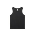 Black sleeveless tank top laid flat on a white background.