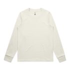 Plain white long-sleeve crewneck t-shirt laid flat on a white background.