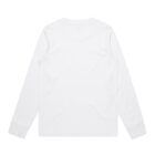 Plain white long-sleeve shirt laid flat, viewed from the back.
