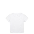 Plain white short-sleeve t-shirt laid flat on a white background.