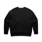 Black crewneck sweatshirt, shown from the back against a white background.