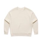 Plain cream-colored crewneck sweatshirt laid flat on a white background.