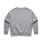 Back view of a plain grey crewneck sweatshirt on a white background.