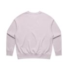 Back view of a plain light gray crewneck sweatshirt on a white background.
