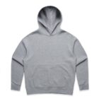 Plain light gray hooded sweatshirt with front pocket, laid flat on a white background.