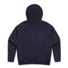 Black hooded sweatshirt shown from the back on a white background.