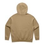 Beige hooded sweatshirt laid flat, shown from the back against a white background.