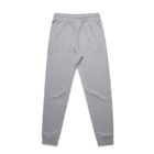 Gray sweatpants with an elastic waistband and ankle cuffs.