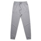 Gray sweatpants with drawstring waistband and ankle cuffs.