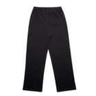 Black sweatpants with an elastic waistband and a single back pocket.