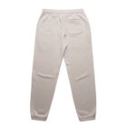Beige jogger pants with elastic waistband and cuffs, and a back pocket.