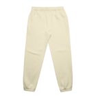 Beige jogger pants with elastic waist and cuffs, displayed on a white background.