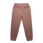 Brown sweatpants with elastic cuffs and a single back pocket, laid flat.
