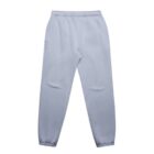 Light gray sweatpants with elastic waistband and cuffs, laid flat on a white background.