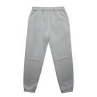 Gray sweatpants with elastic waistband and cuffs, laid flat on a white background.
