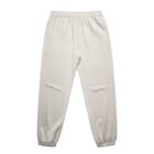 Light gray sweatpants with an elastic waistband and cuffs on a white background.