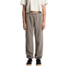 Person wearing a white T-shirt and gray sweatpants, standing against a white background.