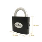 Black padlock with dimensions: 15.4cm x 6cm x 19.5cm, labeled Dramasphere.